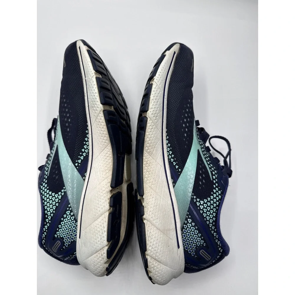 Brooks Ghost 14 Navy Blue Teal Running Shoes Womens Road Training Sneakers